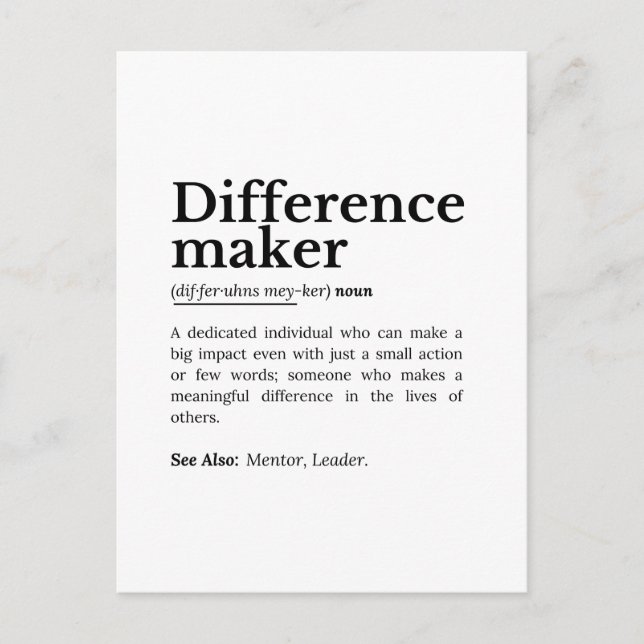 Difference Maker – Inspirational Quote Postcard (Front)