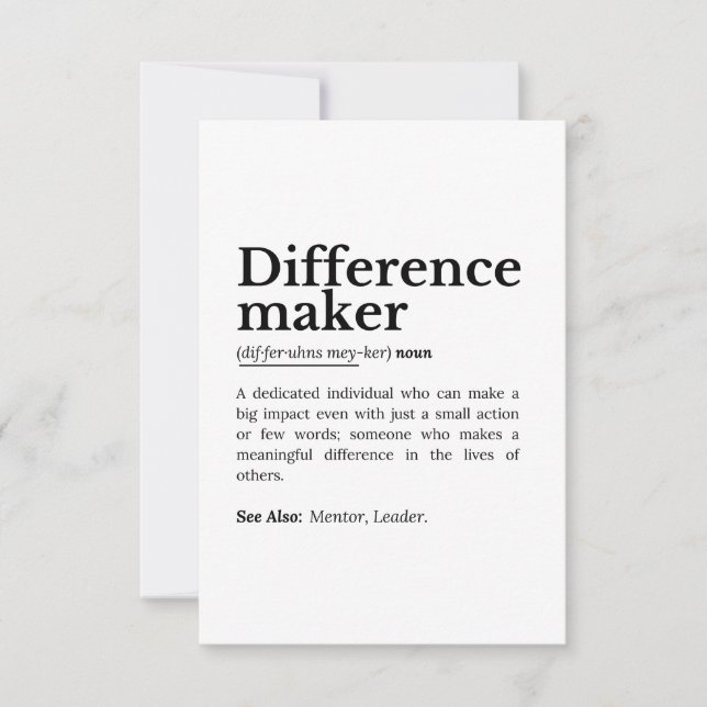Difference Maker – Inspirational Quote Thank You Card (Front)