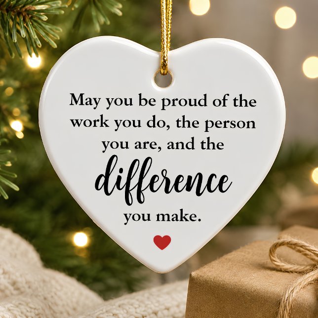 Difference You Make Appreciation Gift Heart Ceramic Ornament (Creator Uploaded)