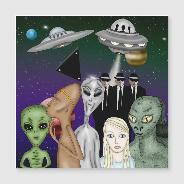 Different Alien Species, UFO, Planets Artwork (Front)