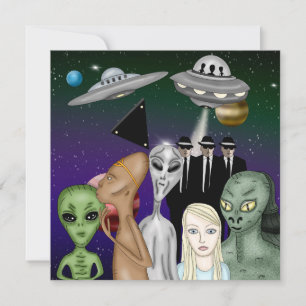 Different Alien Species, UFO, Planets Artwork