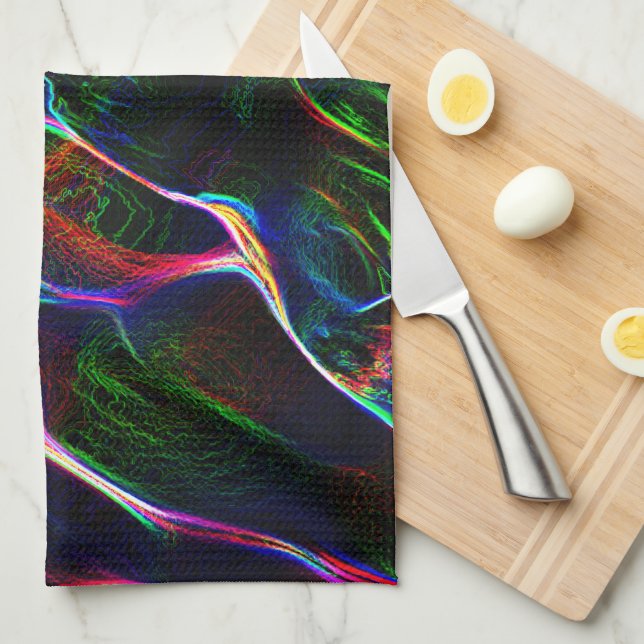 Different and strange tangle of coloured lines tea towel (Quarter Fold)
