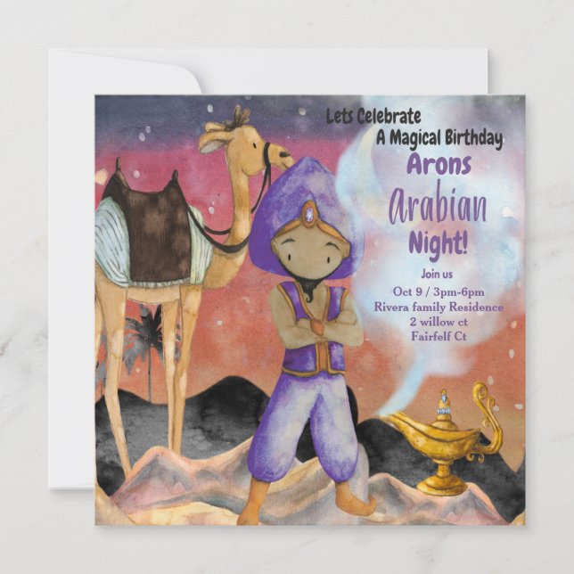 Different Arabian Night Birthday Invitation Card (Front)