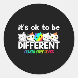 Different Autism Awareness Cat Puzzle Animal Neuro Classic Round Sticker