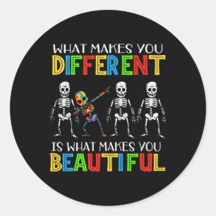 Different Beautiful Autism Awareness Puzzle Piece Classic Round Sticker