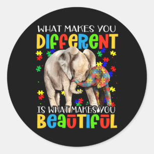 Different Beautiful Autism Awareness Puzzle Piece  Classic Round Sticker