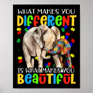 Different Beautiful Autism Awareness Puzzle Piece  Poster