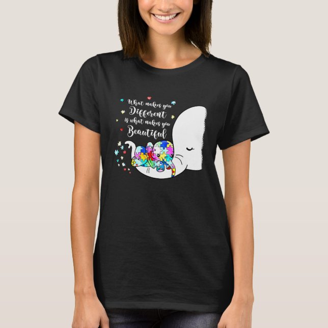 Different Beautiful Autism Awareness Puzzle Piece  T-Shirt (Front)