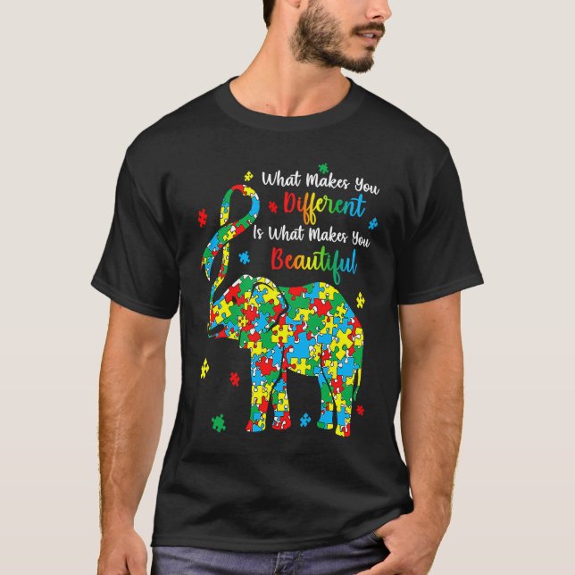 Different Beautiful Autism Awareness Puzzle Piece  T-Shirt (Front)