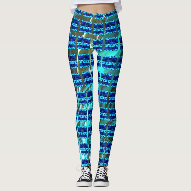 Different blue, different striped or shapes leggings (Front)