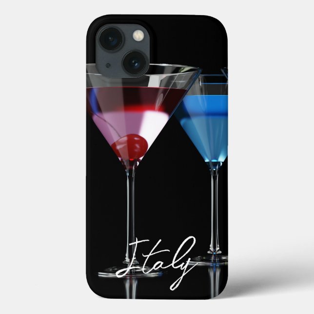 Different cocktails in martini glasses on black Case-Mate iPhone case (Back)
