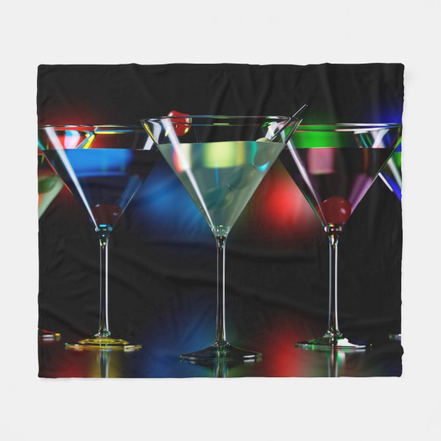 Different cocktails in martini glasses with lights fleece blanket (Front (Horizontal))