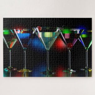 Different cocktails in martini glasses with lights jigsaw puzzle
