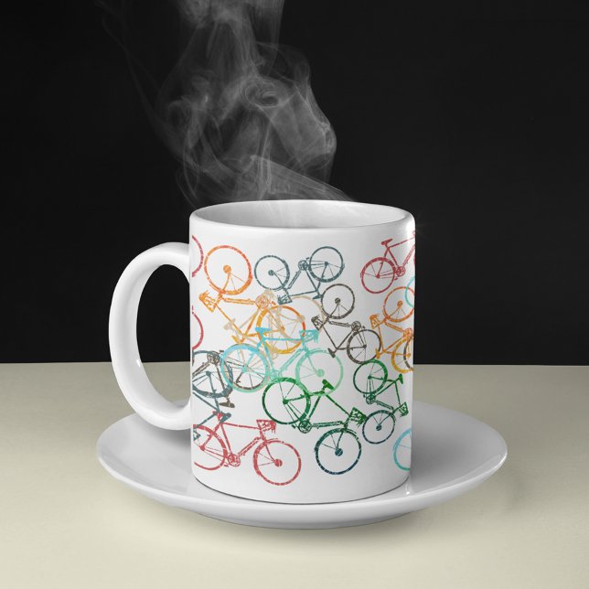 Different Colour Bicycles on a White Coffee Mug (colorful bicycles)
