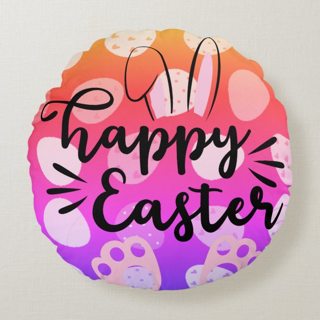 different coloured egg round cushion (Front)