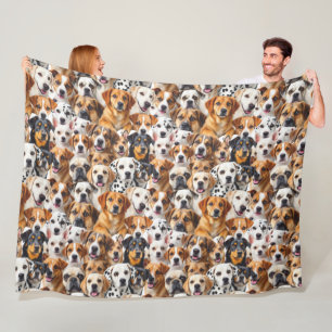 Different dog breeds fleece blanket