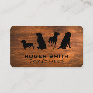 Different Dog Breeds   Wood Grain Business Card