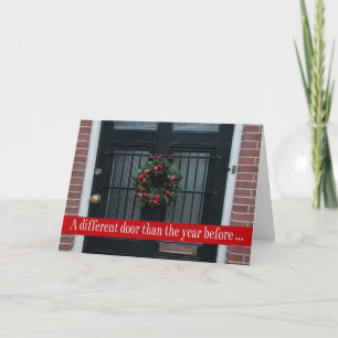Different door - Christmas wreath new address card