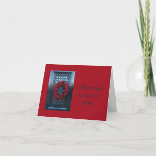 Different door - Christmas wreath new address card