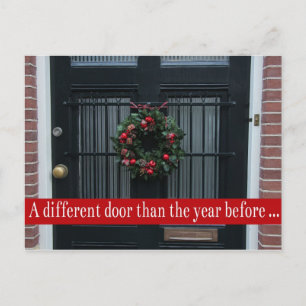 Different door - Christmas wreath new address card