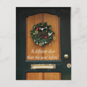 Different door - Christmas wreath new address card