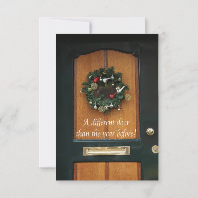 Different door - Christmas wreath new address card (Front)