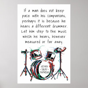 Different Drumbeat   Classic Thoreau Quote Drums Poster