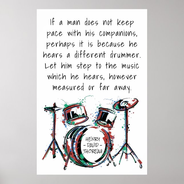 Different Drumbeat | Classic Thoreau Quote Drums Poster (Front)