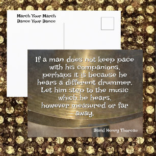 Different Drummer Thoreau Quote Cymbal Postcard