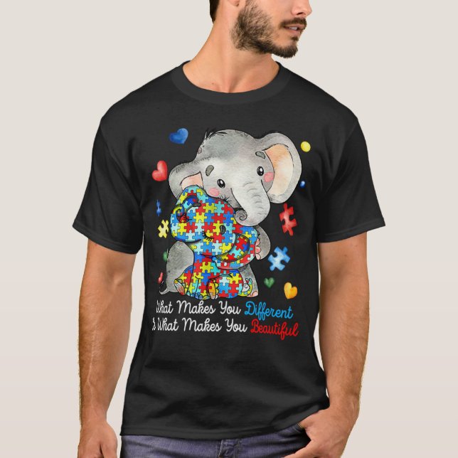 Different Elephant Mom Autism Awareness Month Kids T-Shirt (Front)