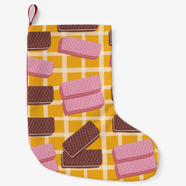 Different flavored wafers seamless background small christmas stocking (Front)