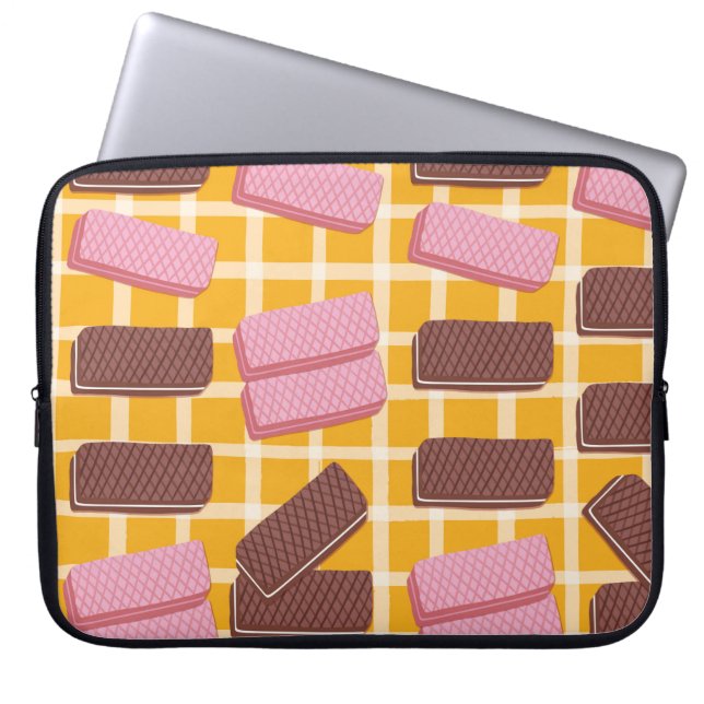 Different flavoued wafers seamless background laptop sleeve (Front)