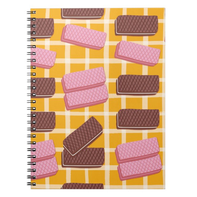 Different flavoued wafers seamless background notebook (Front)
