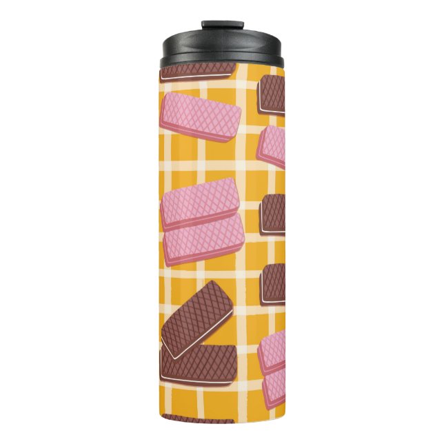 Different flavoued wafers seamless background thermal tumbler (Front)