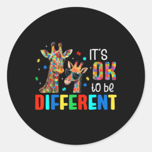Different Giraffe Animal Autism Awareness Puzzle I Classic Round Sticker