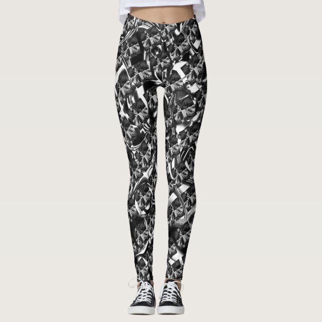Different grey, different striped transverse leggings (Front)