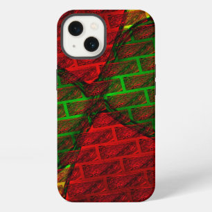 Different image montage, brick, red, green, yellow iPhone 13 case