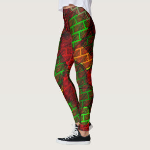 Different image montage, brick, red, green, yellow leggings