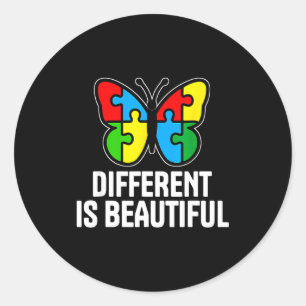 Different is beautiful autism awareness month classic round sticker