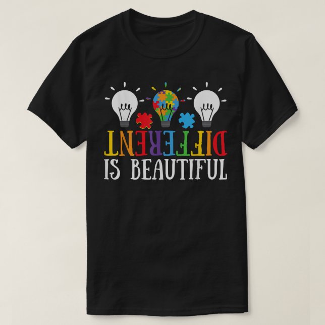 Different Is Beautiful Autism Awareness Month Wome T-Shirt (Design Front)
