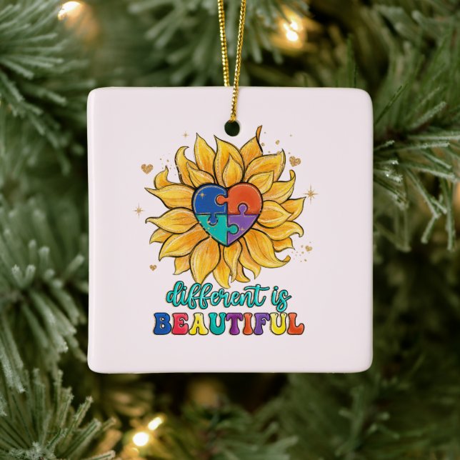 Different is Beautiful Autism Ceramic Ornament (Tree)