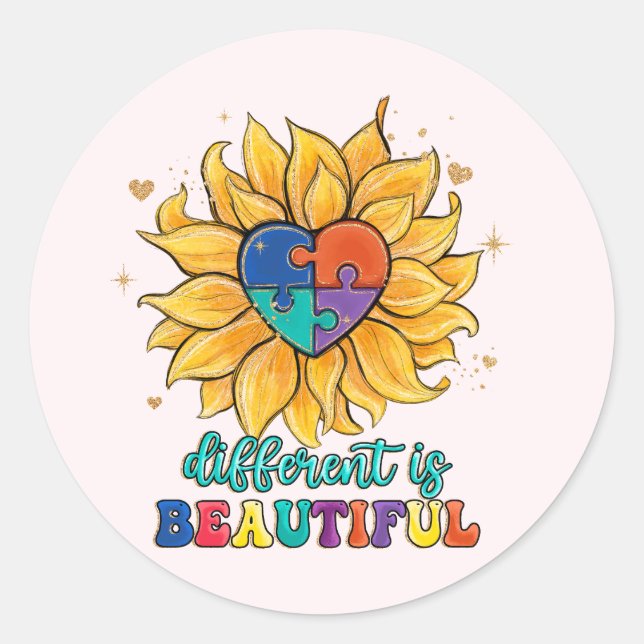 Different is Beautiful Autism Classic Round Sticker (Front)