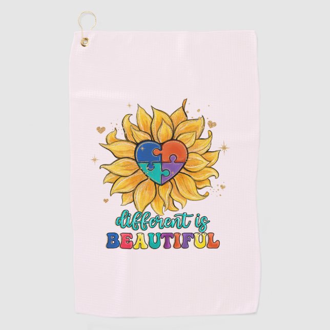 Different is Beautiful Autism Golf Towel (Front)