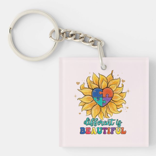 Different is Beautiful Autism Key Ring (Front)