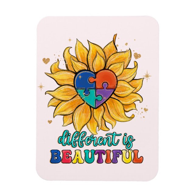 Different is Beautiful Autism Magnet (Vertical)