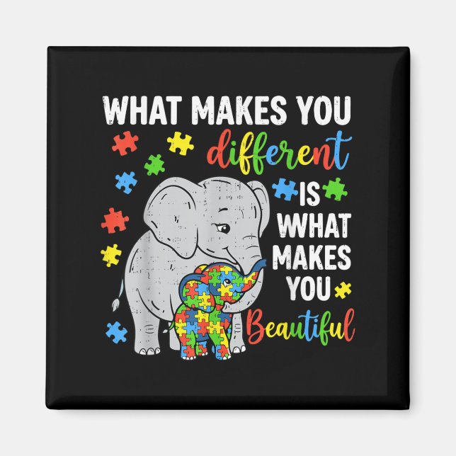 Different is Beautiful Elephant Autism Awareness Magnet (Front)