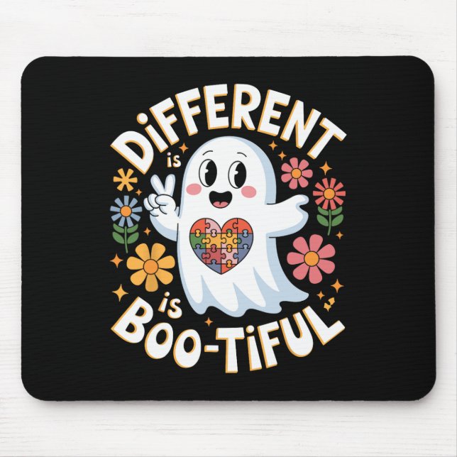 Different Is Boo Tiful Halloween Autism Awareness  Mouse Pad (Front)