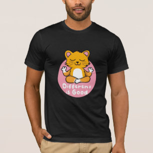 Different Is Good Kawaii Orange Cat Doing Yoga T-Shirt