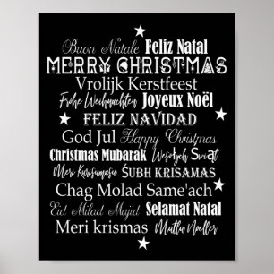 Different Languages Of Merry Christmas T Shirt Poster