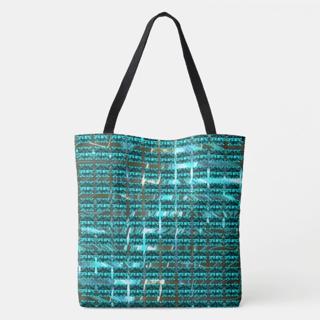 Different light blue, different striped or shapes tote bag (Back)